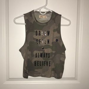 Hollister Camo “Dream Often Always Believe” Tank